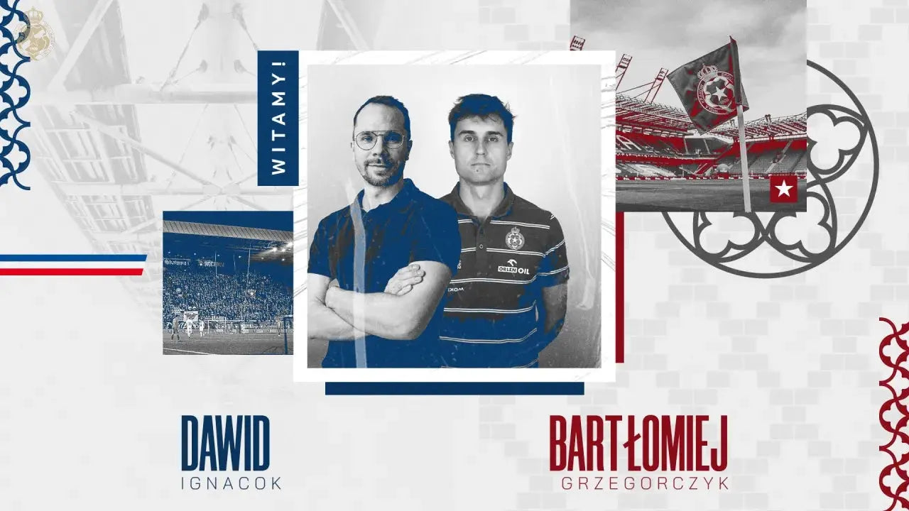 Zdjęcie: Bartłomiej Grzegorczyk i Dawid Ignacok w sztabie Wisły Kraków