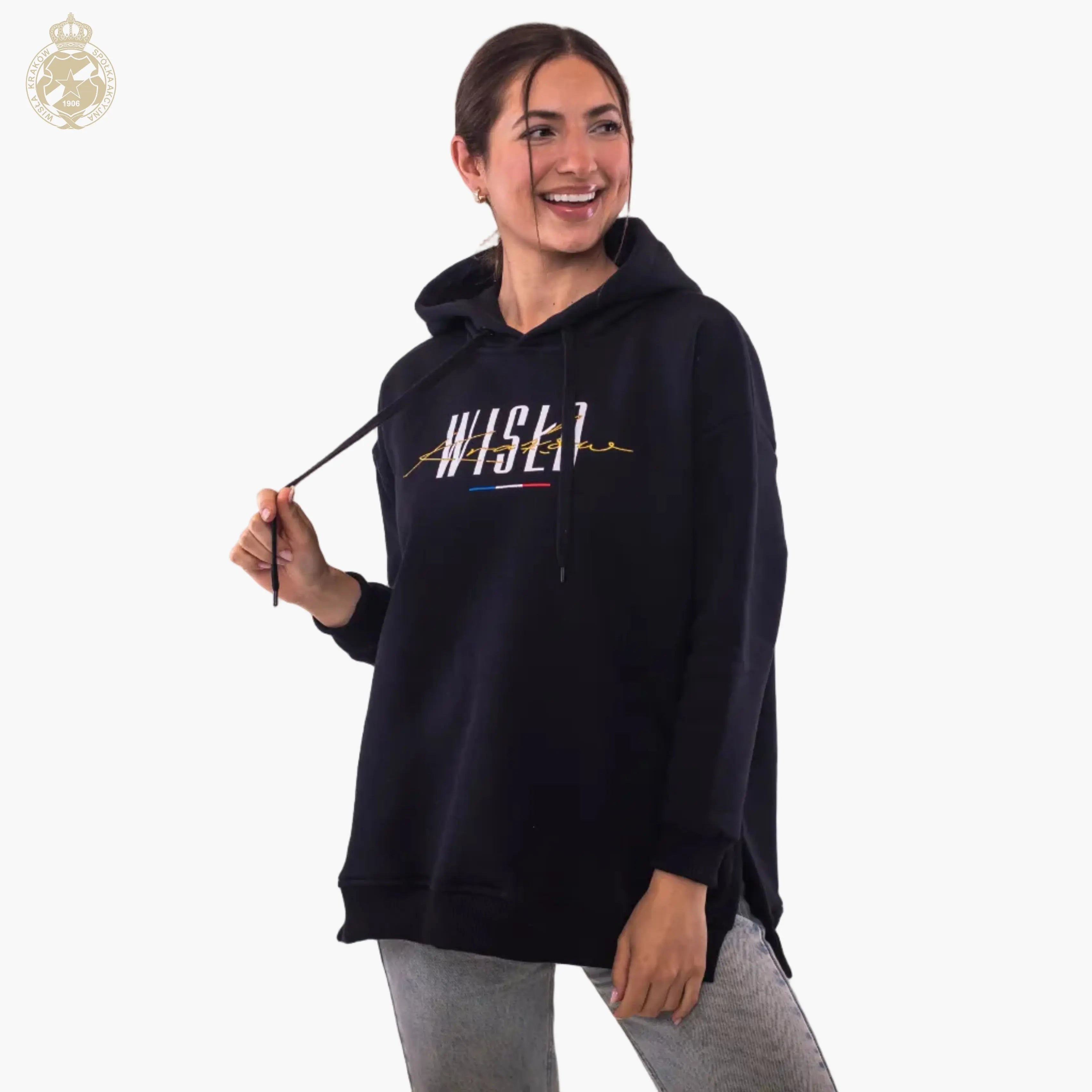 Bluza damska GS z kapturem - czarna - Wisła Kraków Offical FanShop