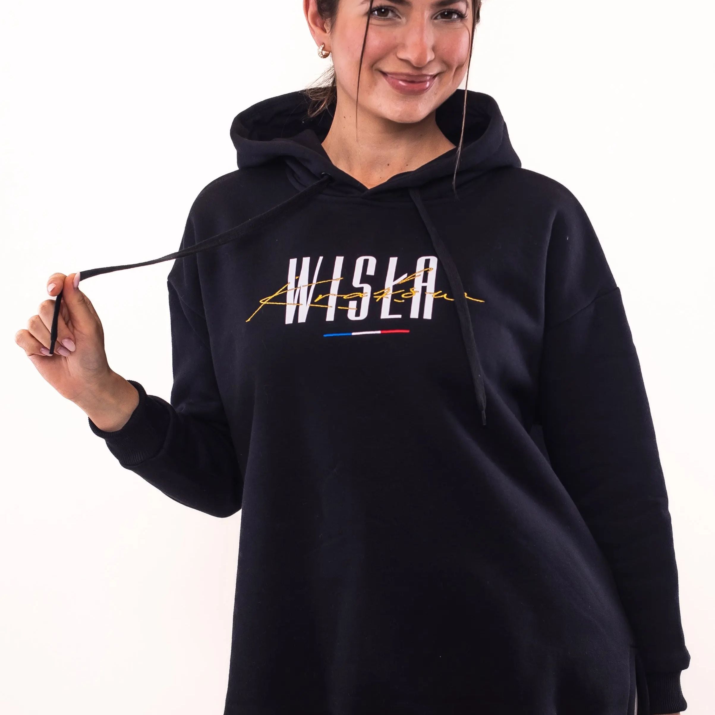 Bluza damska GS z kapturem - czarna - Wisła Kraków Offical FanShop