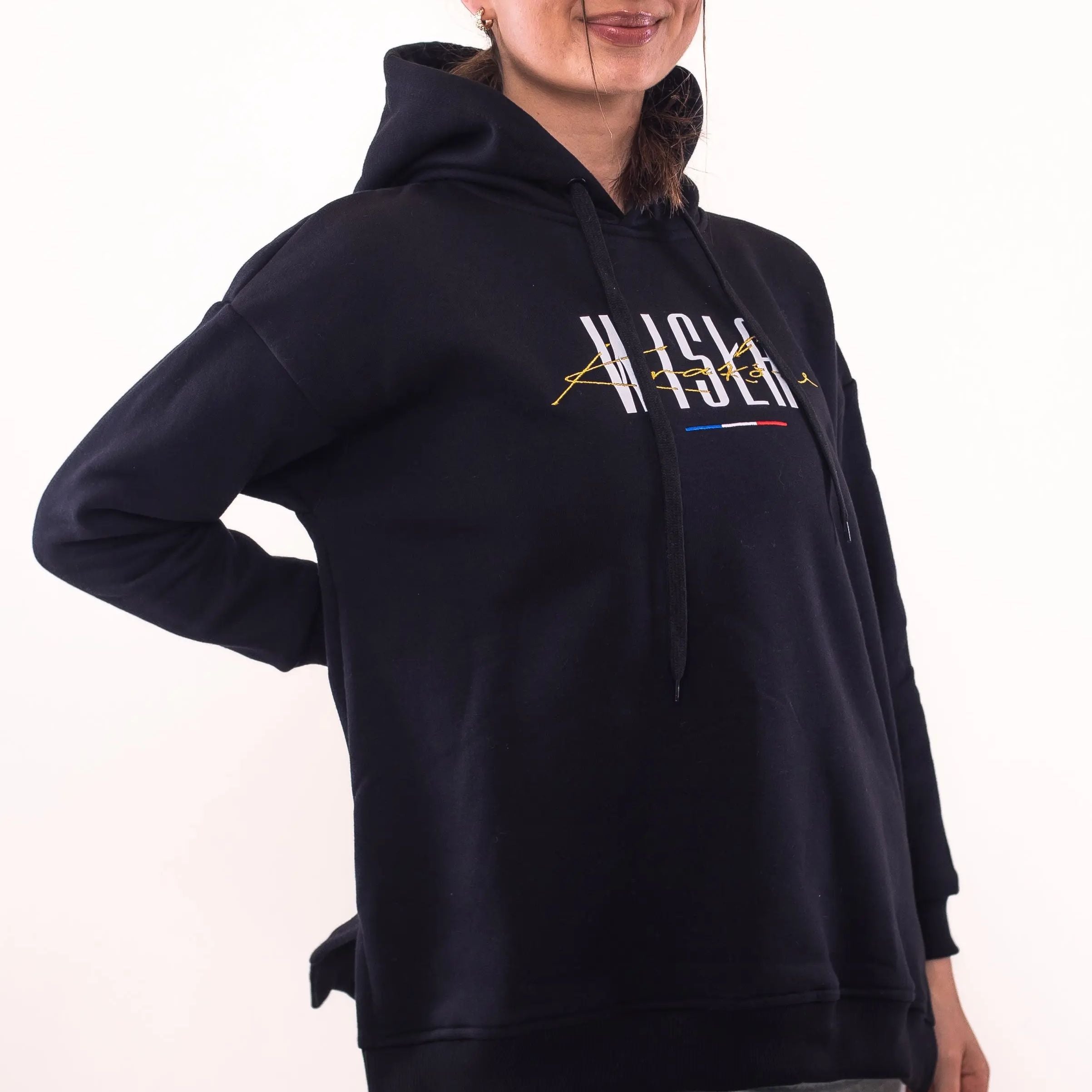 Bluza damska GS z kapturem - czarna - Wisła Kraków Offical FanShop