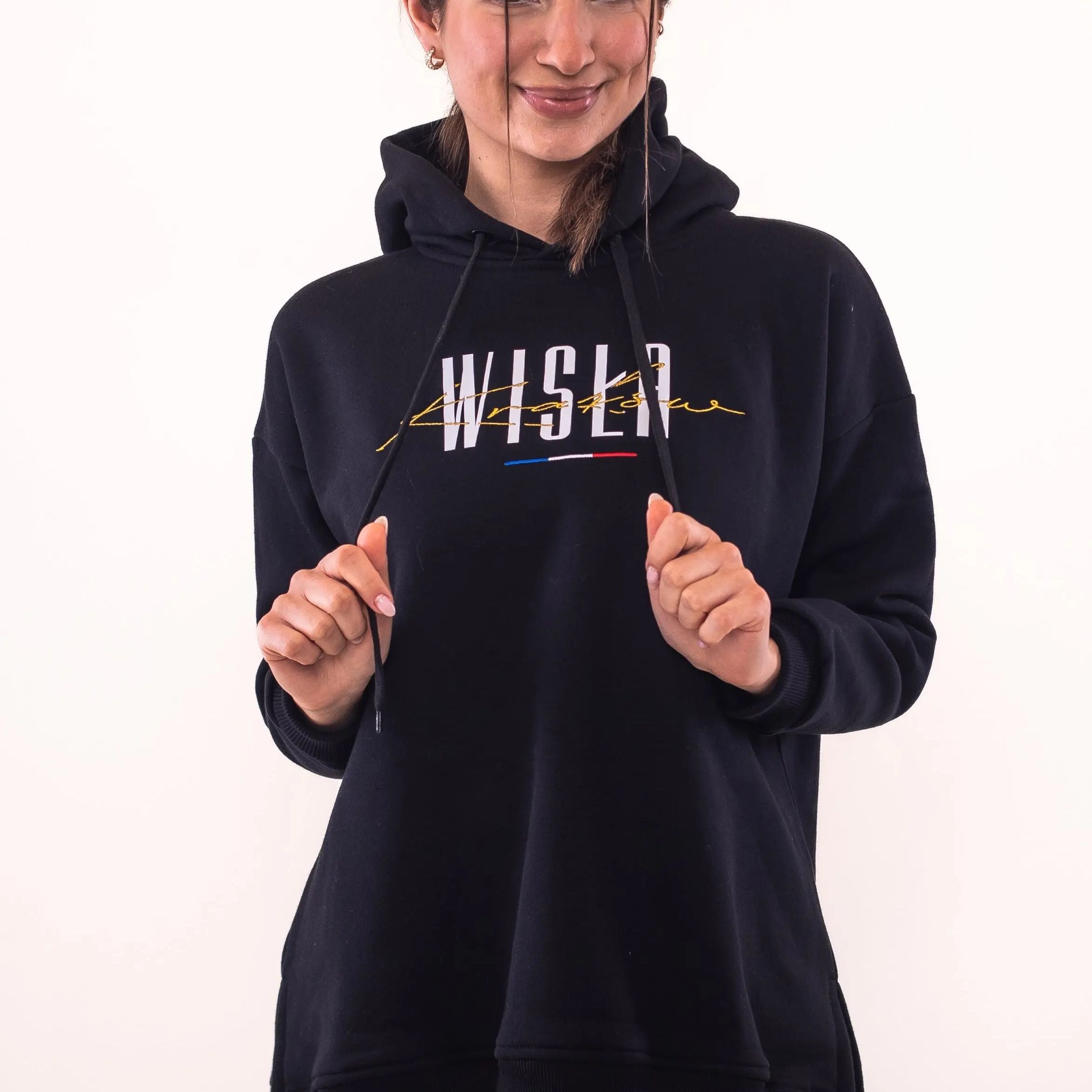 Bluza damska GS z kapturem - czarna - Wisła Kraków Offical FanShop