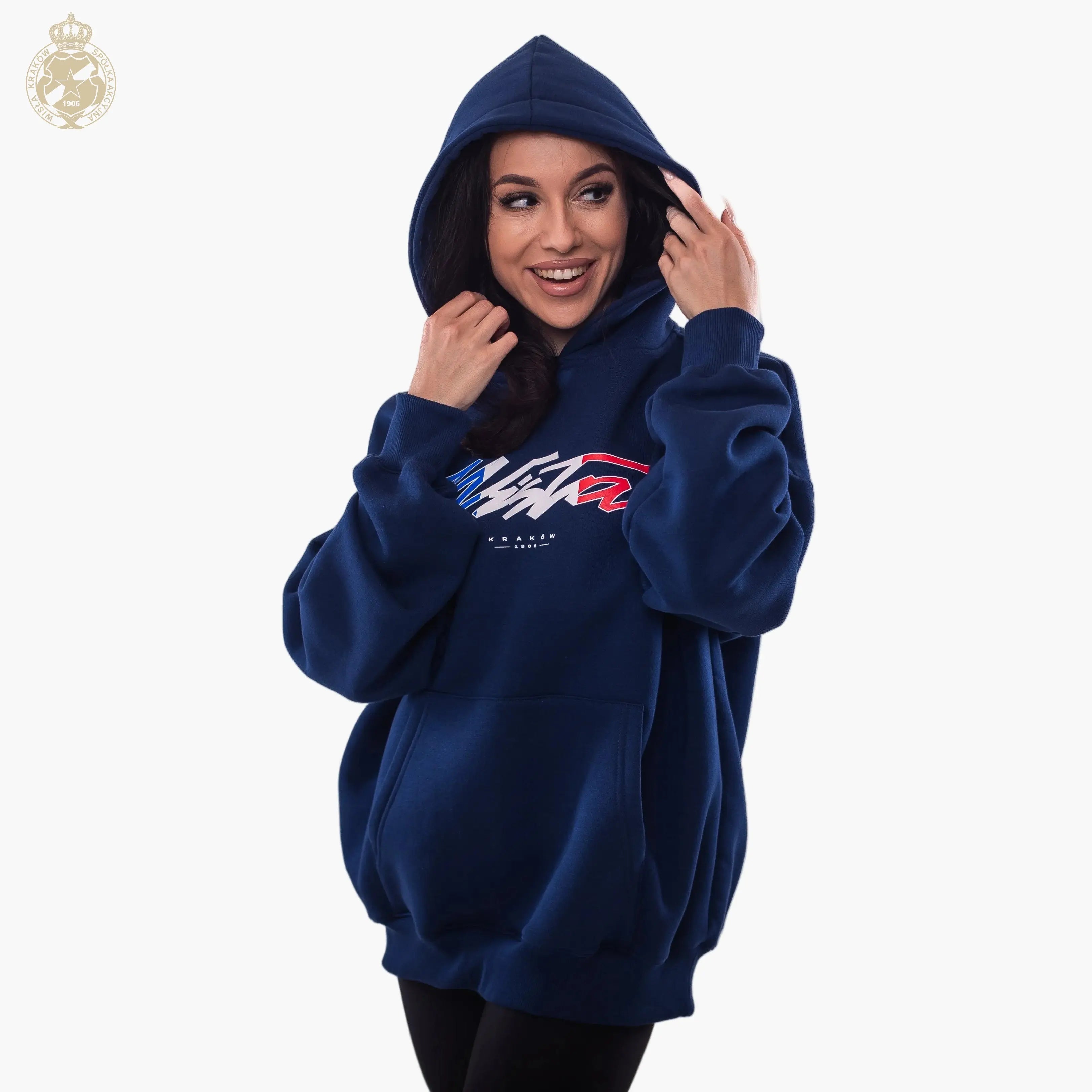 Bluza damska Wisła z kapturem - granatowa - Wisła Kraków Offical FanShop
