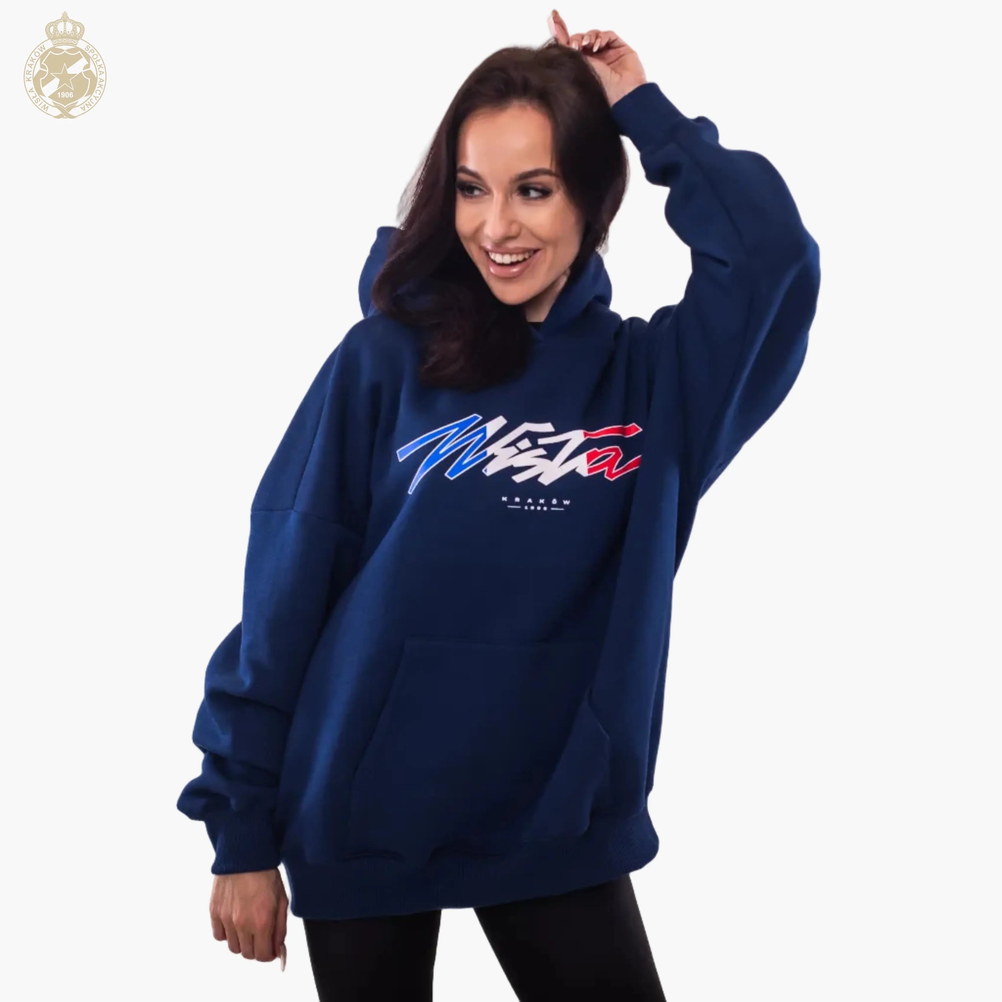 Bluza damska Wisła z kapturem - granatowa - Wisła Kraków Offical FanShop