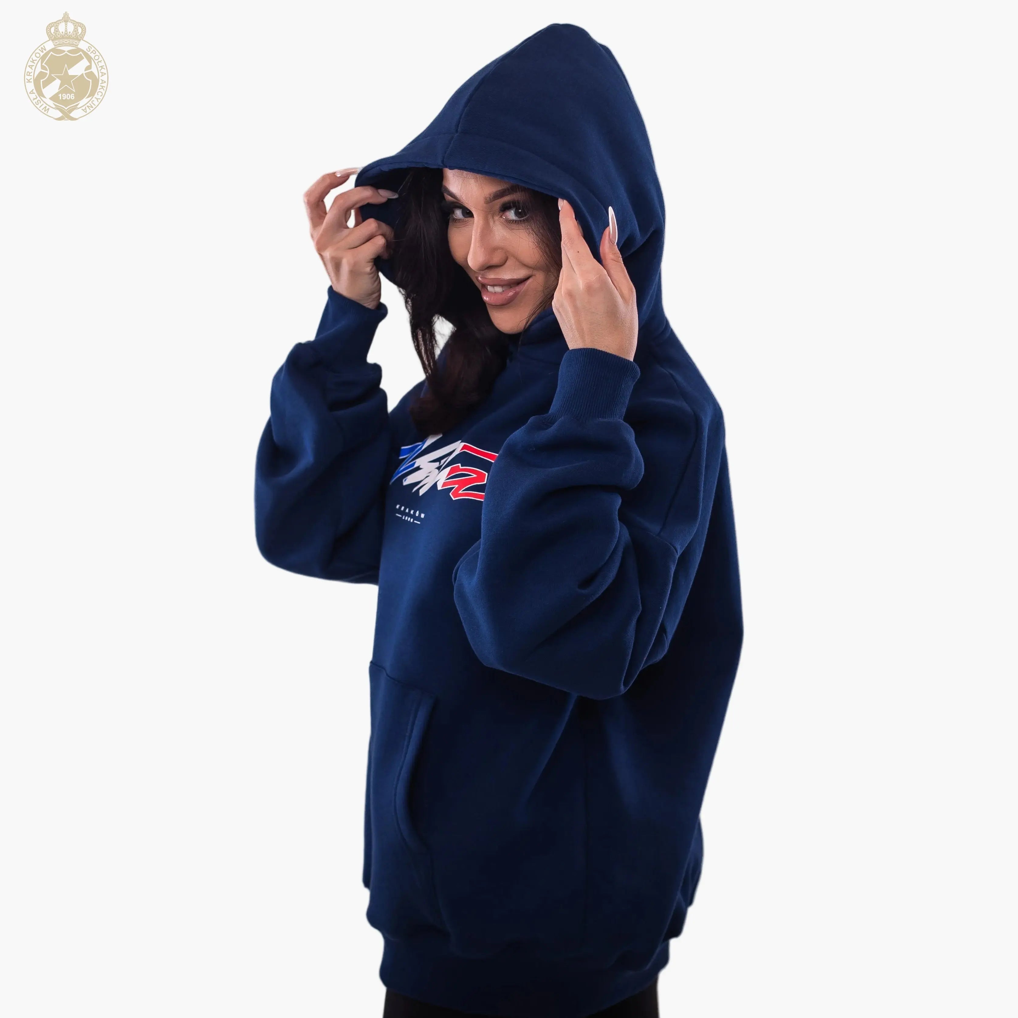 Bluza damska Wisła z kapturem - granatowa - Wisła Kraków Offical FanShop