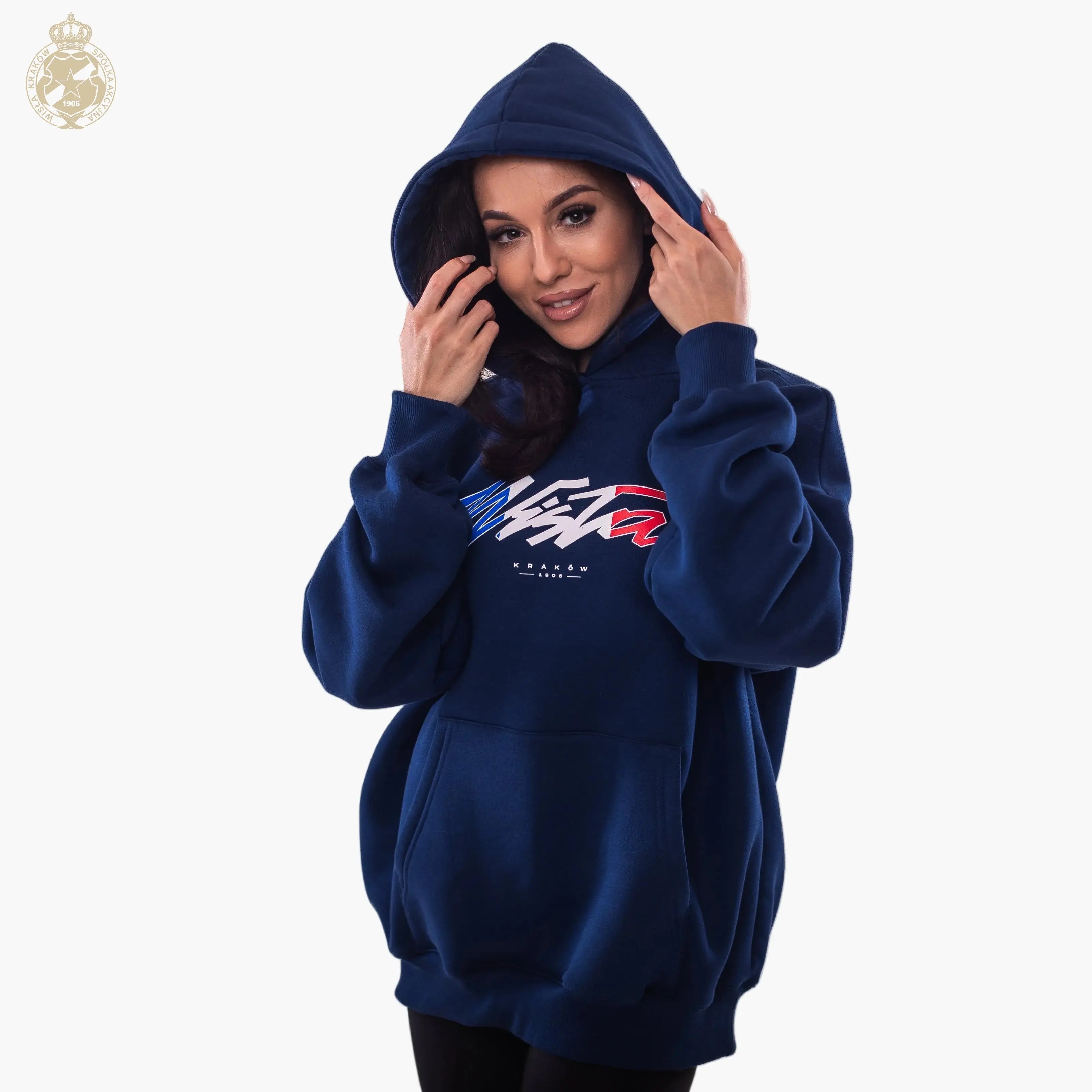 Bluza damska Wisła z kapturem - granatowa - Wisła Kraków Offical FanShop