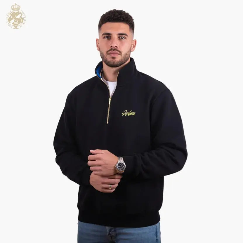 Bluza halfzip Wisła - złoty haft - czarna - Wisła Kraków Offical FanShop