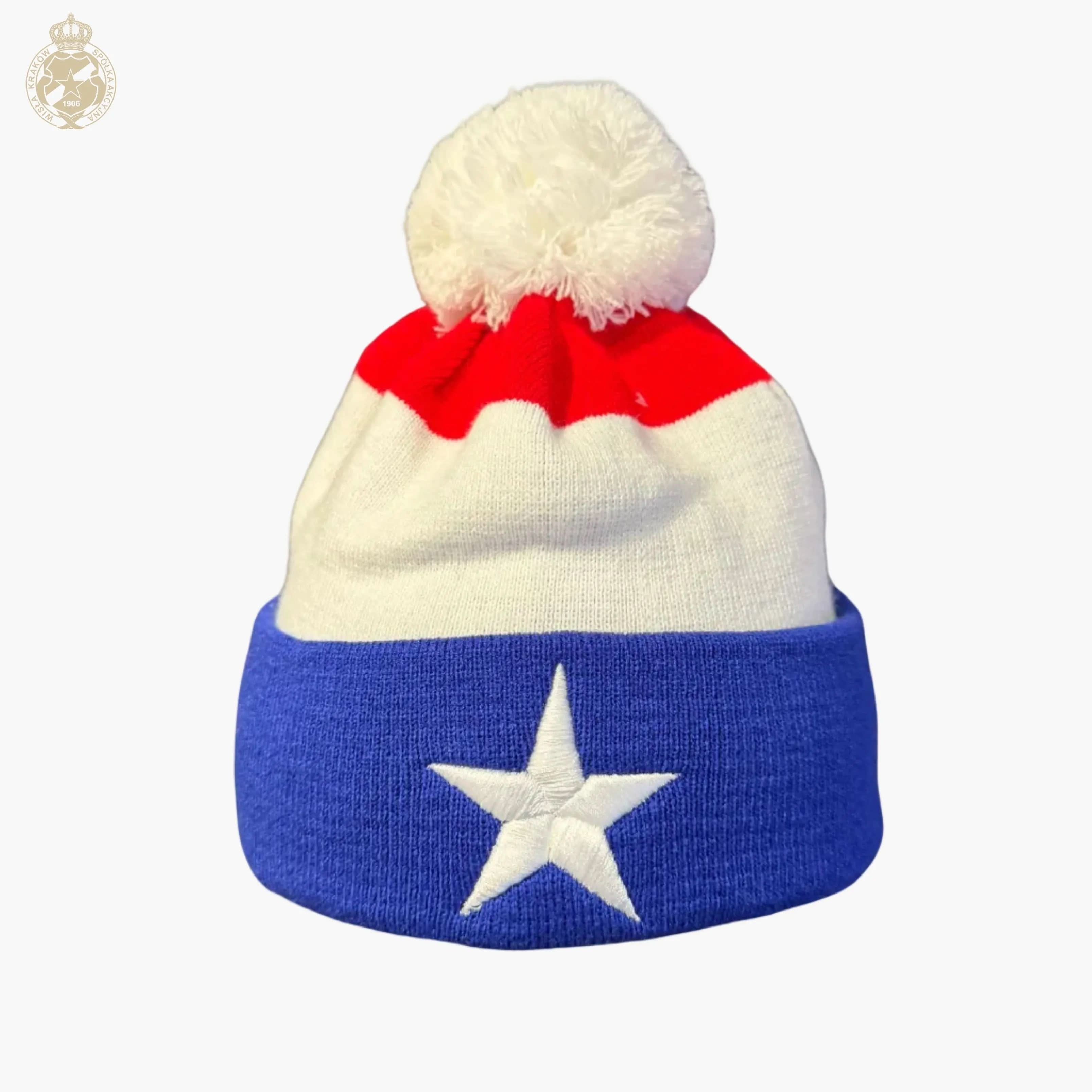 Czapka zimowa Trzy kolory - gwiazda TS Wisła Kraków SA