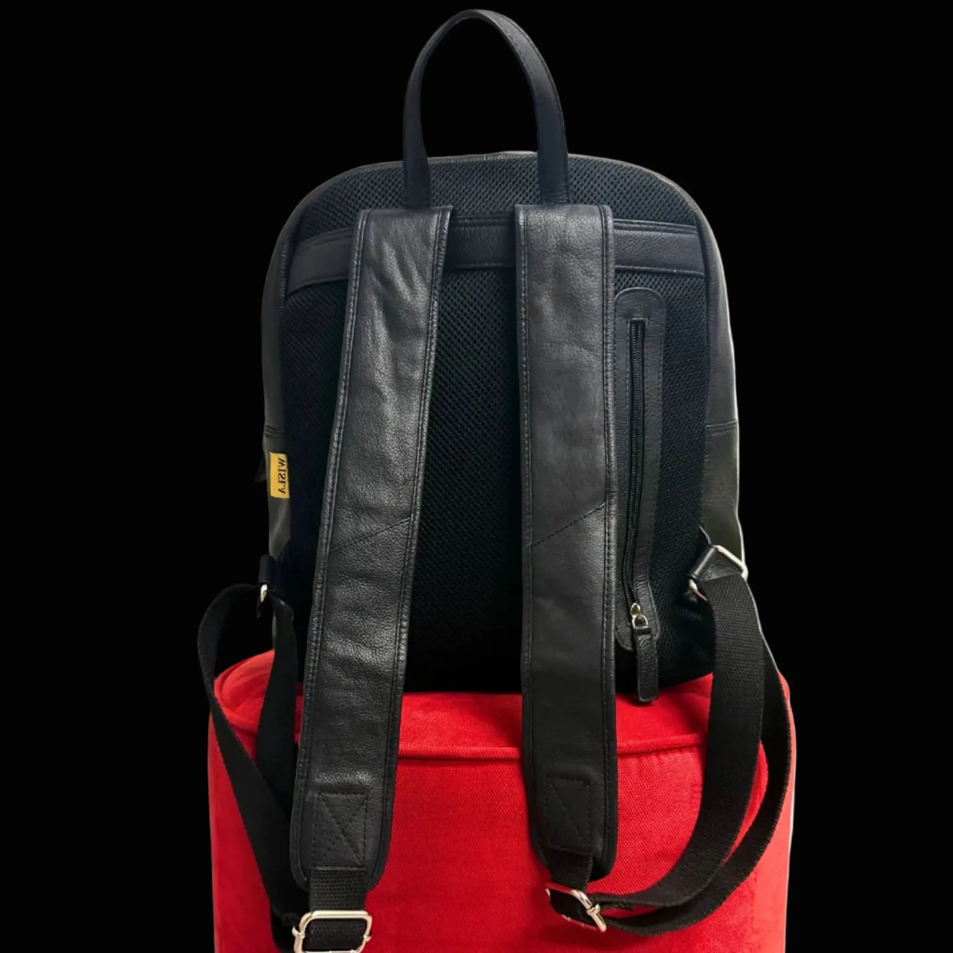 Plecak skórzany tłoczony Herb TS - czarny Wisła Kraków Offical FanShop