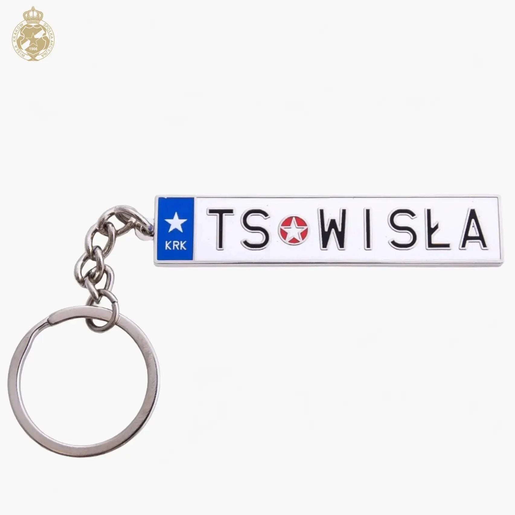 Keychain with a license plate-style tag displaying 'TS WISŁA' on a light gray background