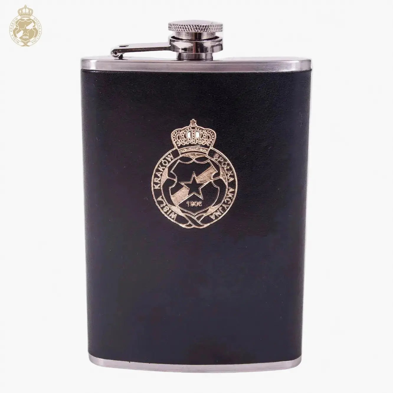 Piersiówka skórzana Herb - czarna - TS Wisła Kraków SA