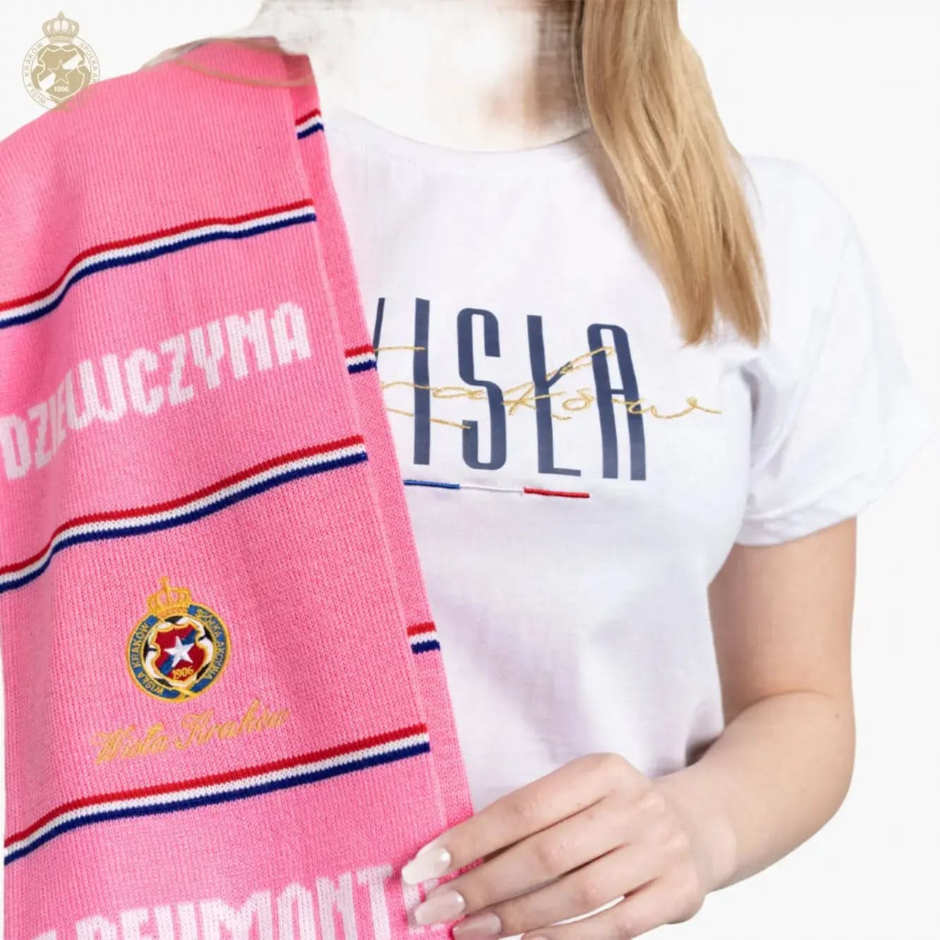 T-shirt damski Wisła Kraków Gold Script - biały - TS Wisła Kraków SA