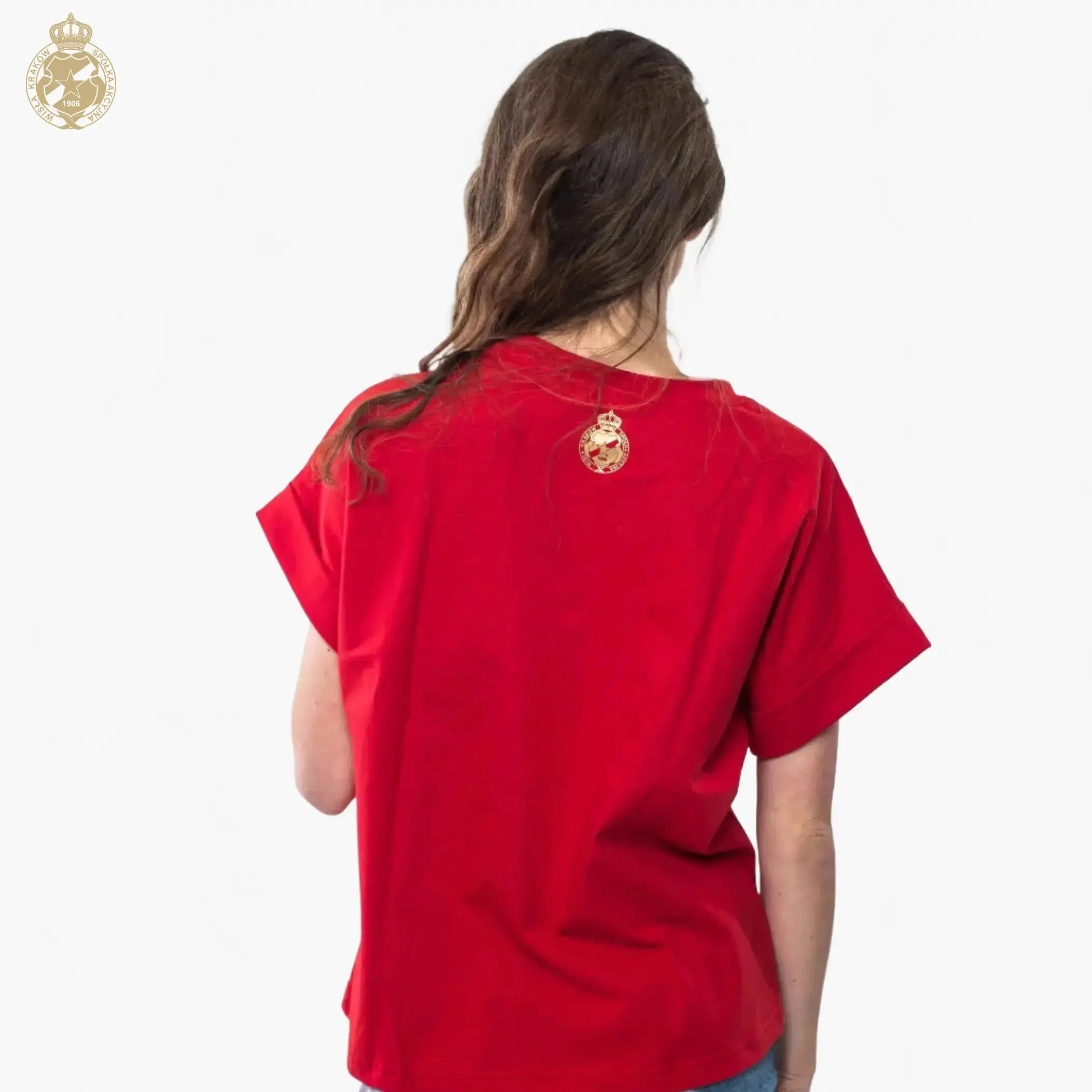 T-shirt damski Wisła Kraków Gold Script - czerwony - TS Wisła Kraków SA