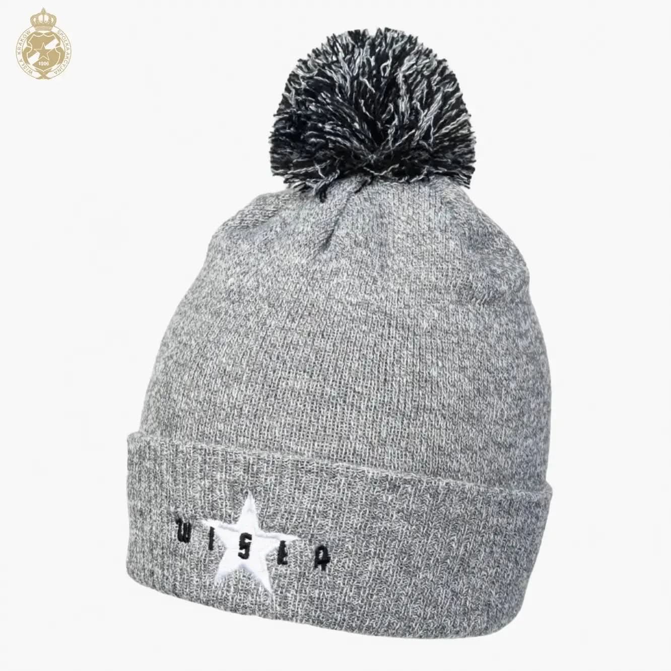 Czapka zimowa WISŁA z pomponem - szara Official FanShop - TS Wisła Kraków SA